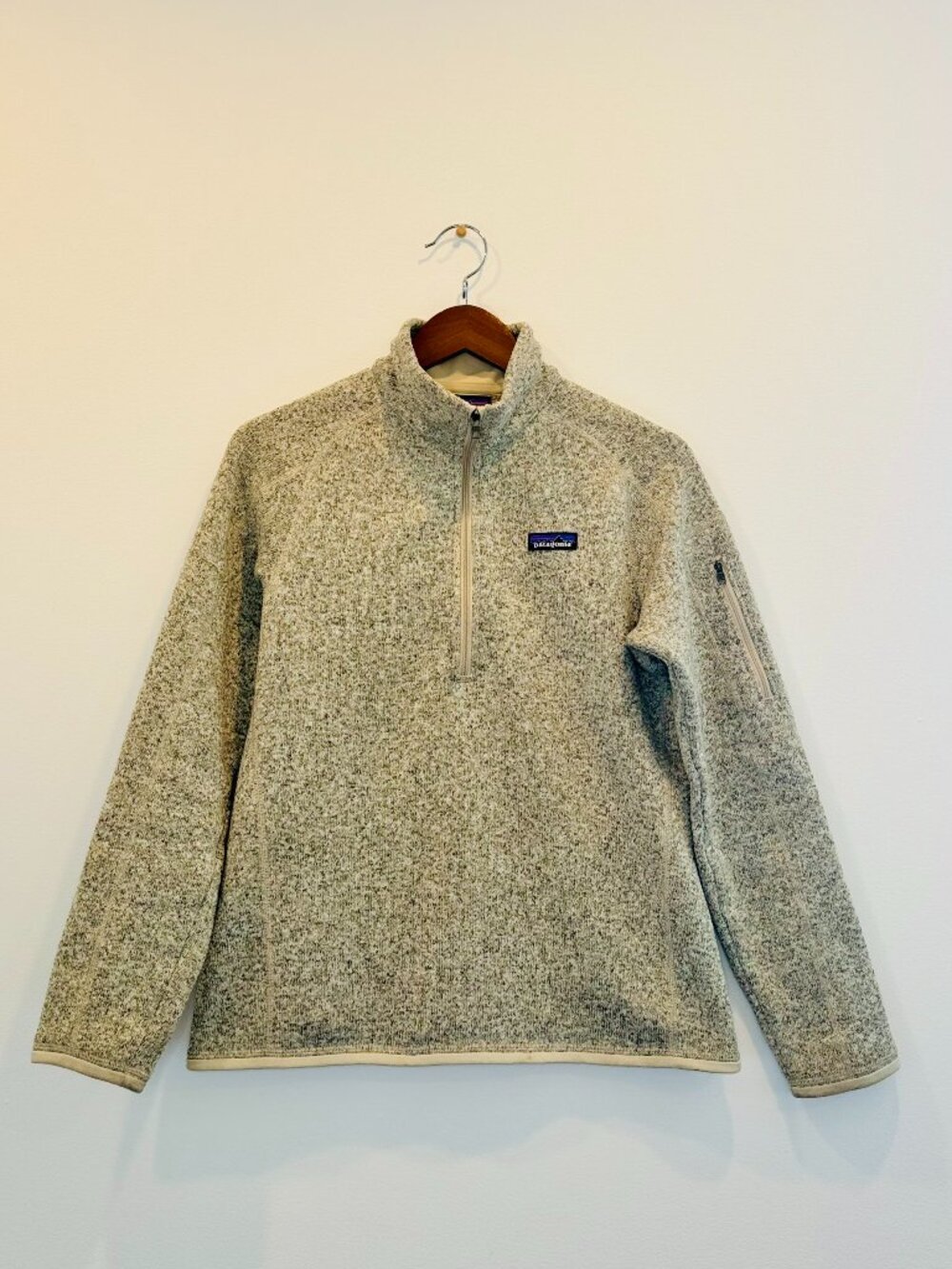 Patagonia Women's Better Sweater 1/4 Zip Fleece - Pelican (Cream/Oatmeal) Size M - Picture 6 of 6